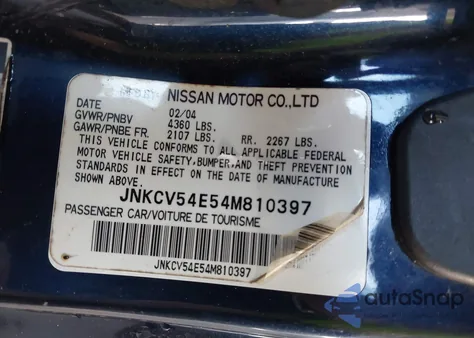 2004 Infiniti G35 from USA, damaged, VIN JNKCV54E54M810397